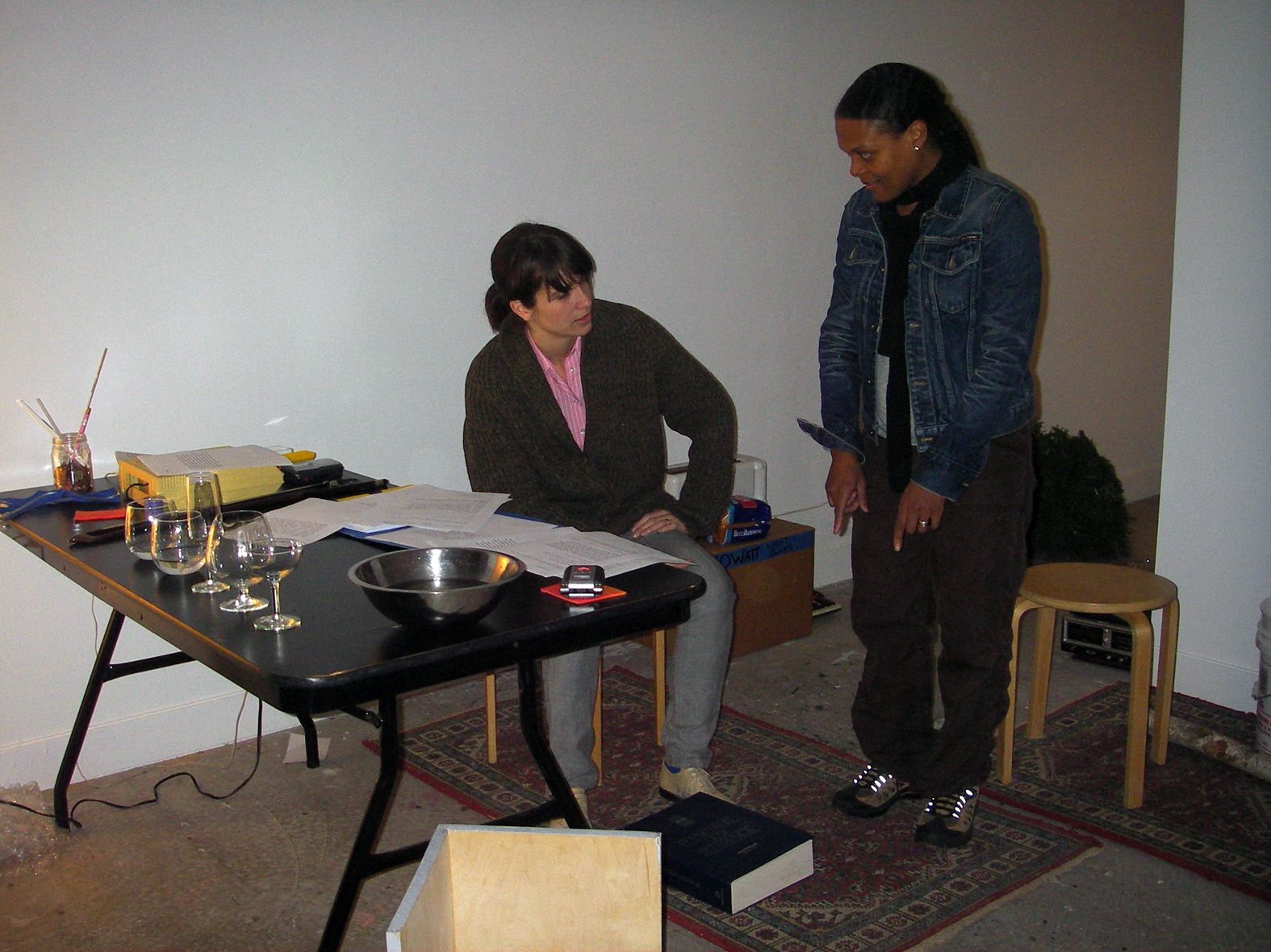 *Batsong, Rehearsals for an Audioplay,* 2009. Rehearsal. Adrian Williams, Malaika Alvaro