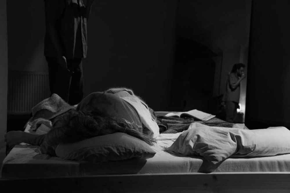 *Im Gang Ein Bett,* 2015. Rehearsal. Eva Kruijssen, Jean Claude Mawila